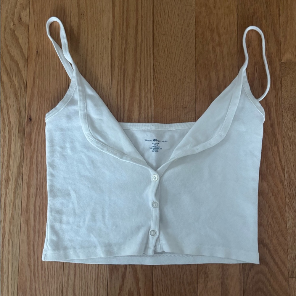 Brandy Melville White Button-Up Tank Top